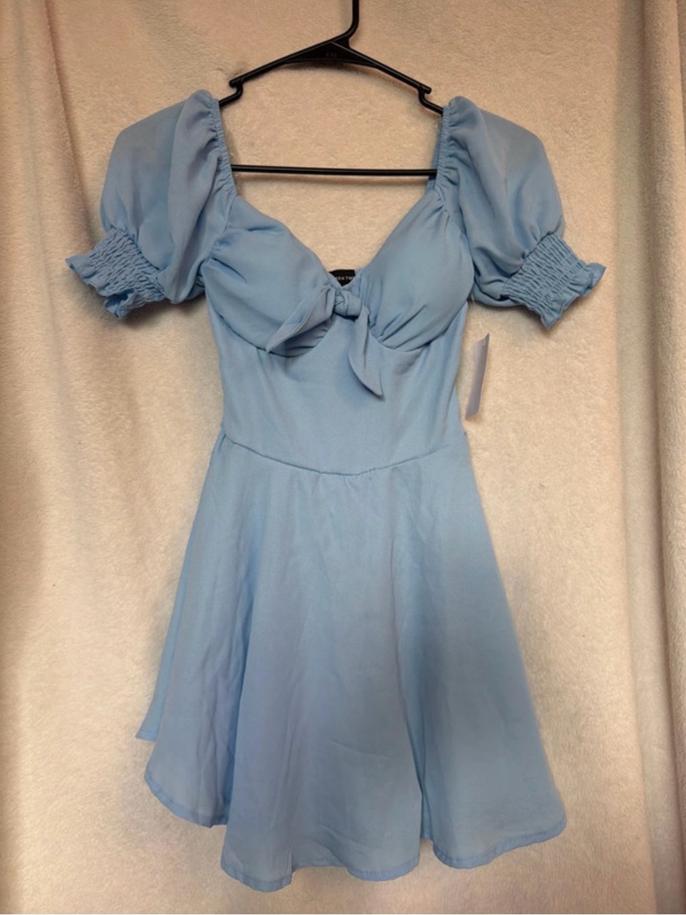 Kohl's Light Blue Puff-Sleeve Tie-Front Mini Dress